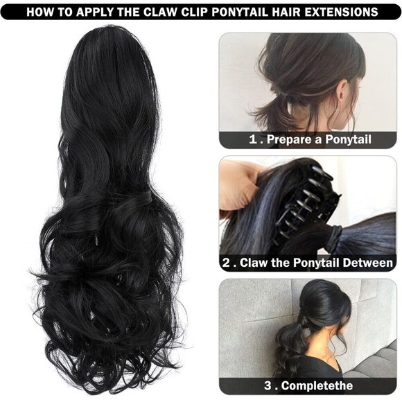 Claw Clip Ponytail Extension Synthetic 18 Inch Wavy Blonde Hairpiece for Women main image 4